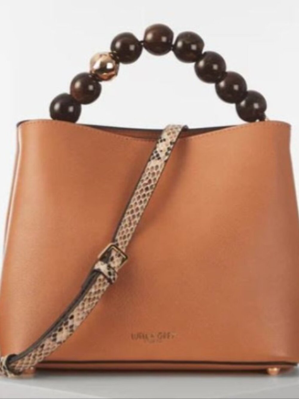 Luella Grey Tan Beaded-Handle Satchel